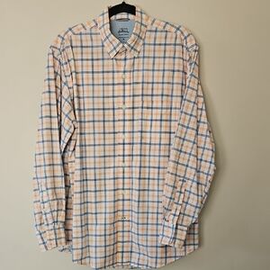 Izod Men's Casual Plaid Shirt - Blue and Orange